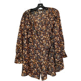 Cato Woman Floral Blouse 26/28 | Brown Boho Flowy Top Stretch