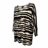 Design History Black & Ivory Abstract Stripe Plus Size Tunic Top 2X