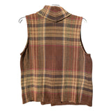 Lauren for Ralph Lauren Brown Plaid Cotton Vest 2X Toggle Button