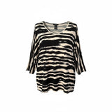 Design History Black & Ivory Abstract Stripe Plus Size Tunic Top 2X