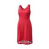 Allison Woods Red Fit & Flare 20W Cutout Hem Dress Cotton Stretch Size Large