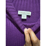 Coldwater Creek XL Rich Purple Ribbed Knit Midi Sweater Dress Stretch