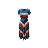 Tommy Hilfiger Chevron Stripe Maxi Dress XL Blue Orange Belted - Style Plus Consignment Boutique
