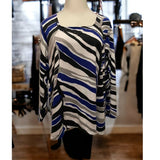 TanJay Long Sleeve Tunic Sweater Royal Blue, Black, White, With Silver Studes