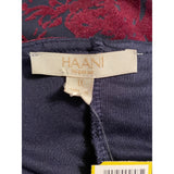 HAANI 1X Wine Flocked Velvet Floral Print Bell Sleeve Hem