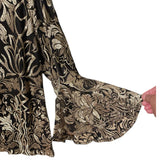 Prelude Black & Gold Metallic Embroidered Top with Bell Sleeves – Size Large