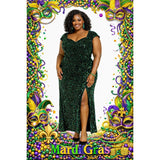Emerald Velvet Sequin Gown – Plus Size 5X (US 22–24) | Stretch Glam Evening Dress - Style Plus Consignment Boutique