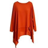 Plus Size Orange Layered Tunic Top 5X Fits 3X 4X Asymmetrical Pocket Drape - Style Plus Consignment Boutique