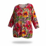 Liz & Me 5X Floral Cardigan Jacket Pink Multicolor Snap Front Plus Siz - Style Plus Consignment Boutique