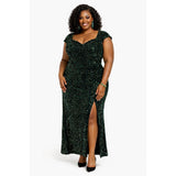 Emerald Velvet Sequin Gown – Plus Size 5X (US 22–24) | Stretch Glam Evening Dress - Style Plus Consignment Boutique