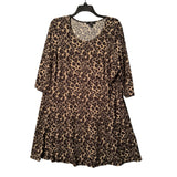 Ellos 1X (22–24) Leopard Print A-Line Knit Dress – Soft Stretch with ¾ Sleeves