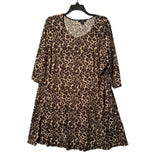 Ellos 1X (22–24) Leopard Print A-Line Knit Dress – Soft Stretch with ¾ Sleeves - Style Plus Consignment Boutique