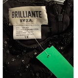 Brilliant Silk Beaded Cocktail Dress Black Tunic Overlay 2-Layer No Stretch Elegant 1X