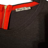 Eliza J 3X Colorblock Knit Dress – Black, Camel & Red with Gold Zipper