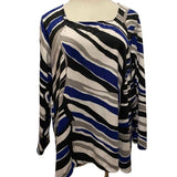 TanJay Long Sleeve Tunic Sweater Royal Blue, Black, White, With Silver Studes