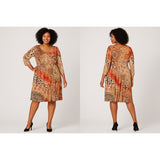 Fresh of LA Plus Size 3X A-Line Animal & Paisley Print Dress