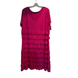 Colleen Lopez 2X Fuchsia Tiered Ruffle Midi Dress Stretch Plus Size