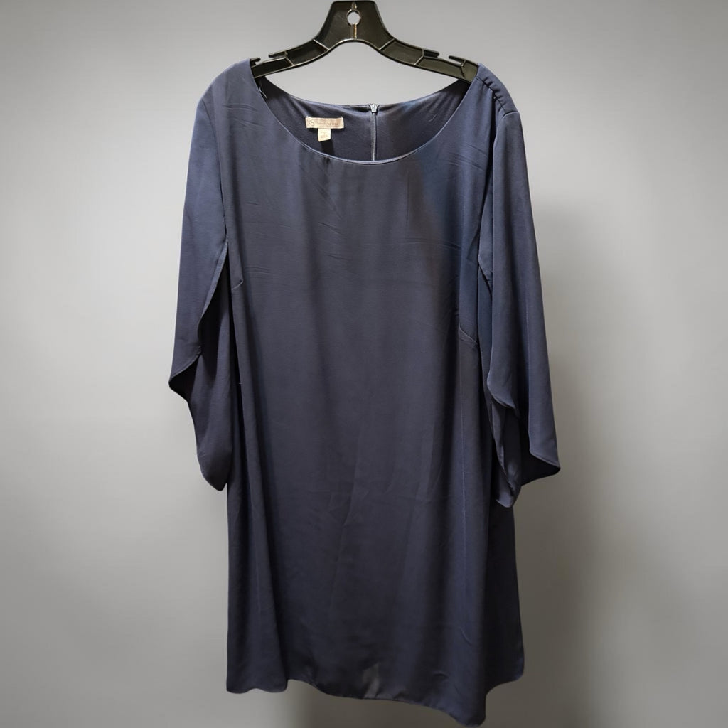 dressbarn navy blue dress SL Fashions Women's Shimmer Bodre Chiffon Dress, Navy Blue, 4