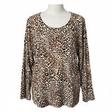 Chico’s Leopard Animal Print Long Sleeve Top Size 3 (14–16)