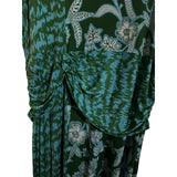 IMAN 2XP Green Floral Ruched Maxi Dress | Keyhole Back | Stretch Knit Plus Size