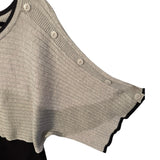 Joseph A Plus 3X Ribbed Knit Empire Waist Sweater Gray & Black Chic