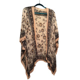 ANA A New Approach Boho Paisley Kimono Duster One Size Beige Pink Rayon