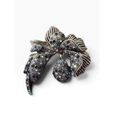 Iridescent Crystal Floral Statement Brooch 2"