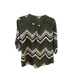 Unique Spectrum 3X High-Low Chevron Blouse with Faux Zipper Pocket