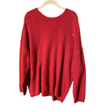 EVRI Red Sparkle Tunic V-Neck Sweater 2X Plus Size Cozy Knit Top