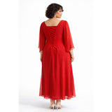 Plus Size Red Chiffon Evening Dress Rhinestone Waist Formal Gown 20W