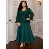 Emerald Green Lace 3-Piece Skirt Suit Set | Size 20 | Sequined Tank, Jacket & Skirt | Special Occasion