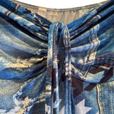 Goodtimes USA Denim Patchwork Strapless Jumpsuit 1X Boho Harem Lounge Resort