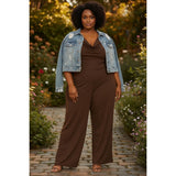 Jill Alexander Chocolate Brown Plus Size Jumpsuit – Sizes 1X–3X - Style Plus Consignment Boutique
