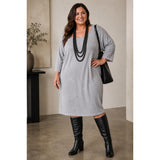 3X Gray Rib Knit Midi Dress Side Slits 24W 26W