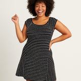 Jessica Simpson 3X Black & Ivory Striped Fit & Flare Dress – Flirty & Fun