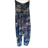 Goodtimes USA Denim Patchwork Strapless Jumpsuit 1X Boho Harem Lounge Resort