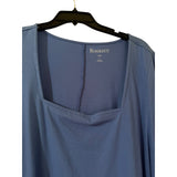 Roaman's Blue Sharkbite Tunic Top Boho Swing Blouse Handkerchief Hem 18/20