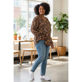 Cato Woman Floral Blouse 26/28 | Brown Boho Flowy Top Stretch