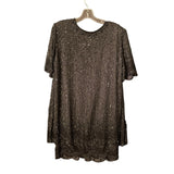 Brilliant Silk Beaded Cocktail Dress Black Tunic Overlay 2-Layer No Stretch Elegant 1X