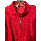 Ellen Tracy Red Quilted Wool-Silk Zip Jacket 20W