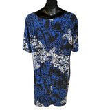 Avenue Plus Size 22/24 Coblat Blue, Black and White Print Dress – Flirty & Chic