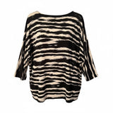 Design History Black & Ivory Abstract Stripe Plus Size Tunic Top 2X