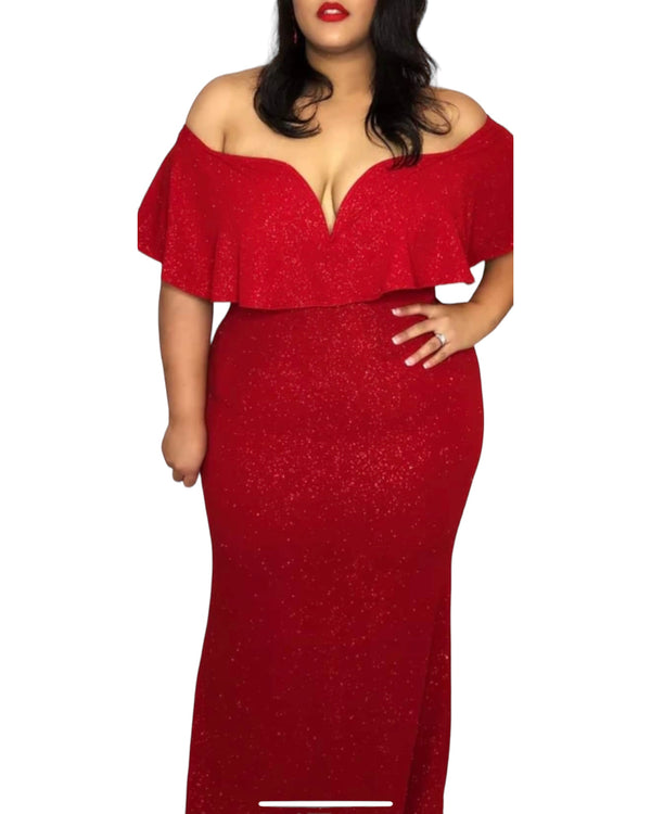 Symphony Size 2X Red Evening Long Dress