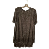 Brilliant Silk Beaded Cocktail Dress Black Tunic Overlay 2-Layer No Stretch Elegant 1X