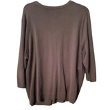 CJ Banks 1X Black Button-Front Sweater with Multicolor Embroidery