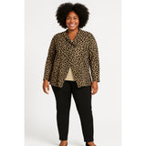 Bobeau 3X Leopard Animal Print Knit Jacket One Button Stretch Blazer