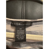 Design History Black & Ivory Abstract Stripe Plus Size Tunic Top 2X