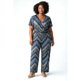 Cato Woman 22/24 Boho Geo Print Jumpsuit Wide Leg Stretch - Style Plus Consignment Boutique
