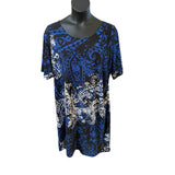 Avenue Plus Size 22/24 Coblat Blue, Black and White Print Dress – Flirty & Chic