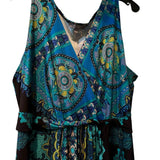 NY Collection Woman 2X Boho Maxi Dress Blue Medallion Print - Style Plus Consignment Boutique